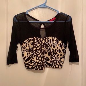 Black Mesh Crop Top